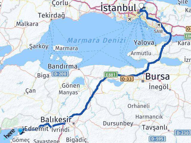 Balıkesir Burhaniye Maslak Sarıyer İstanbul Arası Kaç Km - Yol Haritası