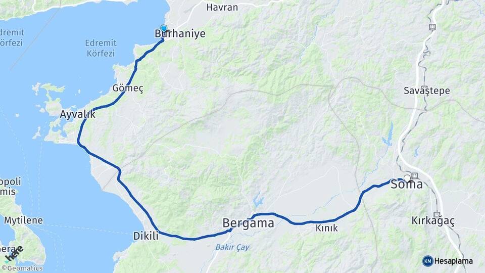Balıkesir Burhaniye Ören Soma Manisa Arası Kaç Km - Yol Haritası