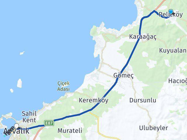 Balıkesir Burhaniye Pelitköy Ayvalık Arası Kaç Km - Yol Haritası