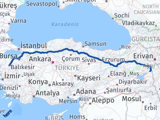 Balıkesir Çaldıran Van Arası Kaç Km - Yol Haritası