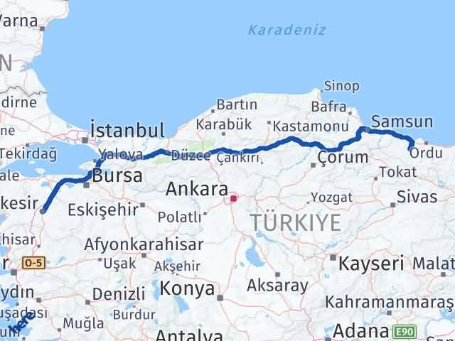 Balıkesir Çatalpınar Ordu Arası Kaç Km - Yol Haritası