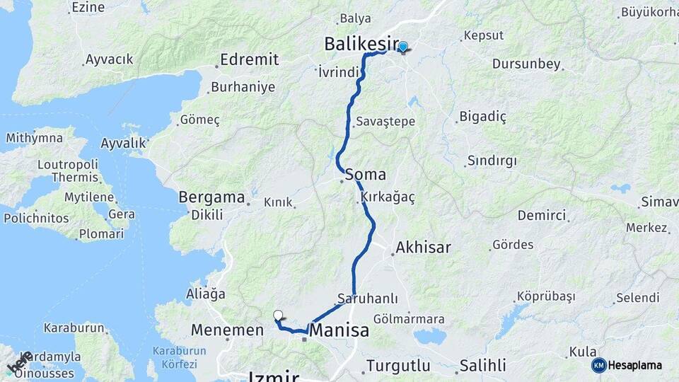 Balıkesir Celâl Bayar Üniversitesi Arası Kaç Km - Yol Haritası