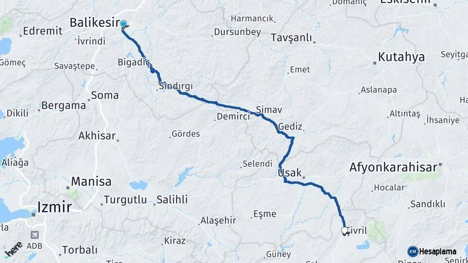 Balıkesir Çivril Denizli Arası Kaç Km - Yol Haritası