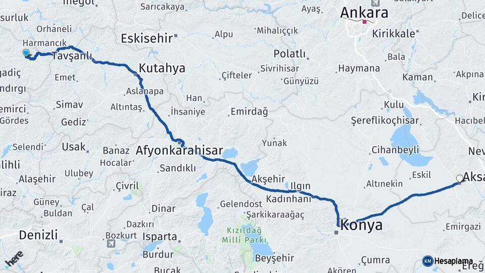Balıkesir Dursunbey Aksaray Arası Kaç Km - Yol Haritası