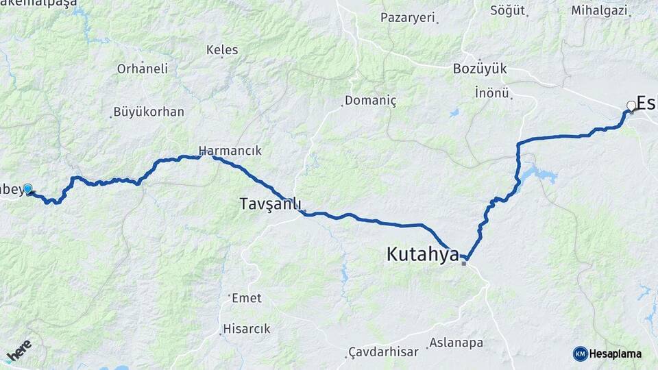 Balıkesir Dursunbey Eskişehir Arası Kaç Km - Yol Haritası