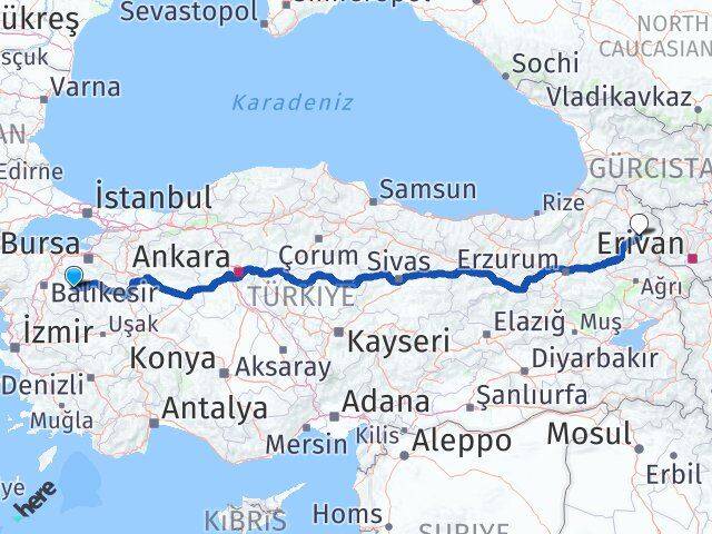 Balıkesir Dursunbey Kars Arası Kaç Km - Yol Haritası