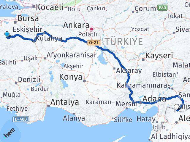 Balıkesir Dursunbey Kilis Arası Kaç Km - Yol Haritası