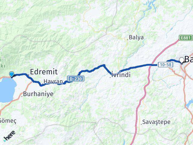 Balıkesir Edremit Akçay Arası Kaç Km - Yol Haritası