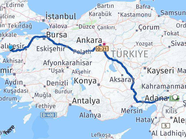 Balıkesir Edremit Akçay Gaziantep Arası Kaç Km - Yol Haritası