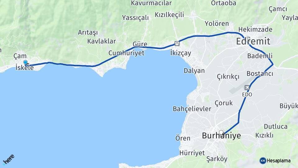 Balıkesir Edremit Altınoluk Burhaniye Arası Kaç Km - Yol Haritası