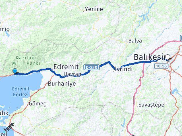 Balıkesir Edremit Altınoluk Karesi Arası Kaç Km - Yol Haritası