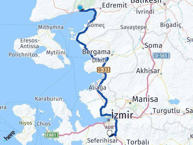 Balıkesir Edremit Altınoluk Menderes İzmir Arası Kaç Km - Yol Haritası