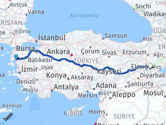 Balıkesir Edremit Altınoluk Muş Arası Kaç Km - Yol Haritası
