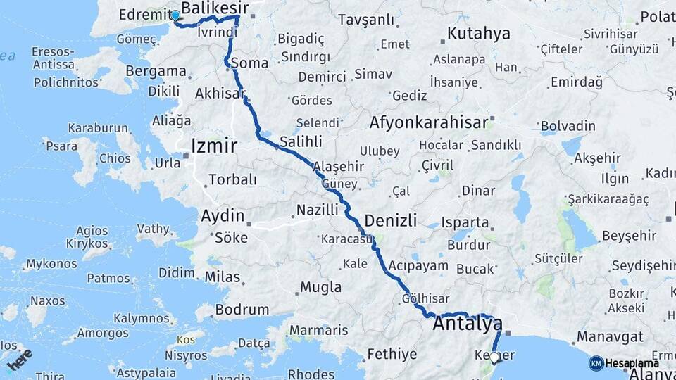 Balıkesir Edremit Kemer Antalya Arası Kaç Saat? Yol Haritası, Yakıt, Rota ve Mesafe Hesaplama Balıkesir Edremit Kemer Antalya Arası Kaç Km? Kaç Saat? Yol Haritası