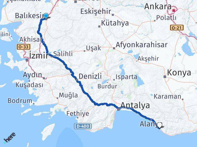 Balıkesir Gazipaşa Antalya Arası Kaç Km - Yol Haritası