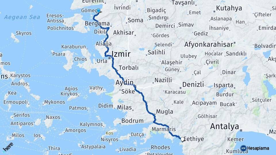 Balıkesir Gömeç Fethiye Muğla Arası Kaç Saat? Yol Haritası, Yakıt, Rota ve Mesafe Hesaplama Balıkesir Gömeç Fethiye Muğla Arası Kaç Km? Kaç Saat? Yol Haritası