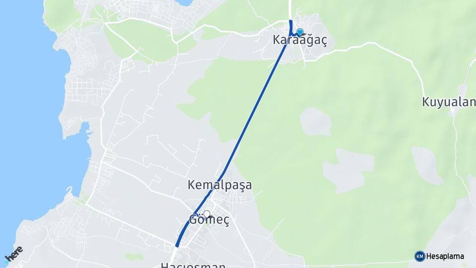 Balıkesir Gömeç Karaağaç Gömeç Arası Kaç Km - Yol Haritası