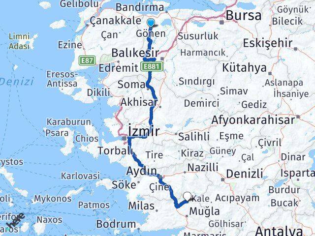 Gönen Balıkesir Kavaklıdere Muğla Arası Kaç Saat? Yol Haritası, Yakıt, Rota ve Mesafe Hesaplama Gönen Balıkesir Kavaklıdere Muğla Arası Kaç Km? Kaç Saat? Yol Haritası