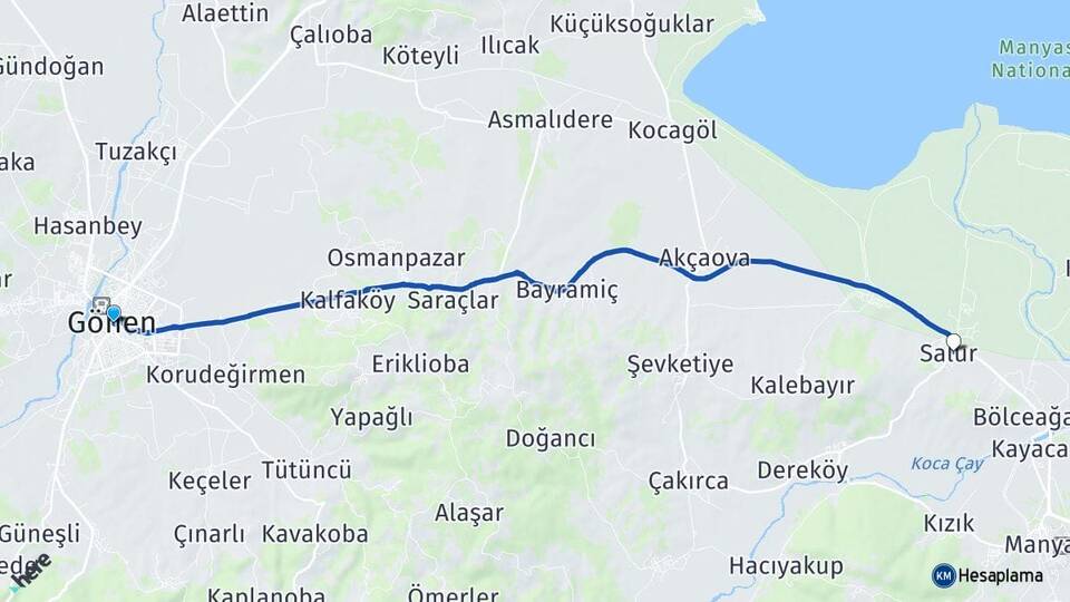 Balıkesir Gönen Salur Manyas Arası Kaç Km - Yol Haritası