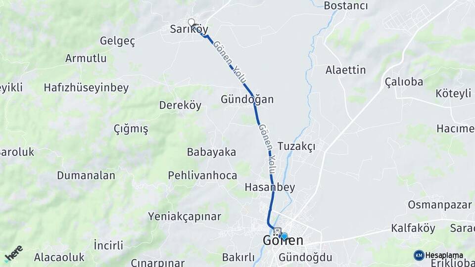 Balıkesir Gönen Sarıköy Gönen Arası Kaç Km - Yol Haritası