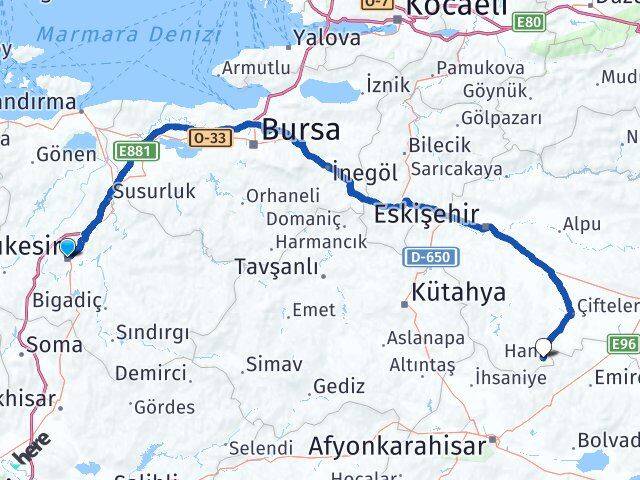 Balıkesir Han Eskişehir Arası Kaç Km - Yol Haritası