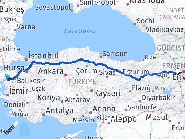 Balıkesir Havran Iğdır Havalimanı Arası Kaç Km - Yol Haritası