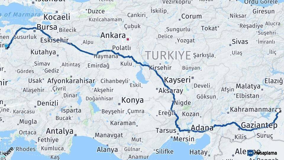 Balıkesir Hilvan Şanlıurfa Arası Kaç Km - Yol Haritası