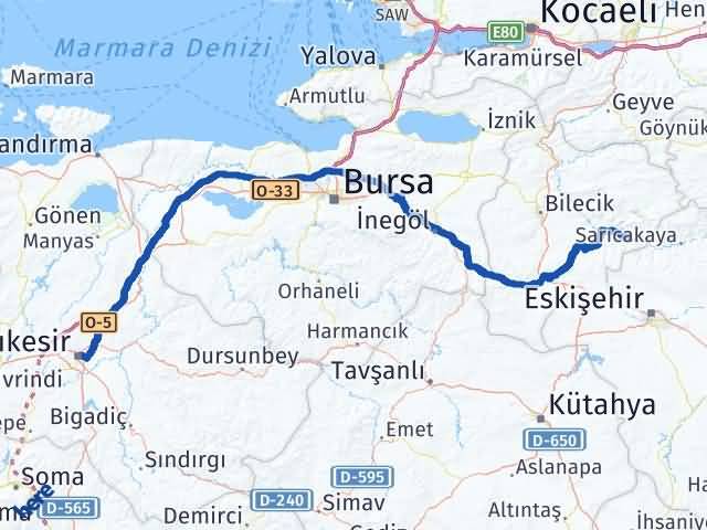 Balıkesir İnhisar Bilecik Arası Kaç Km - Yol Haritası