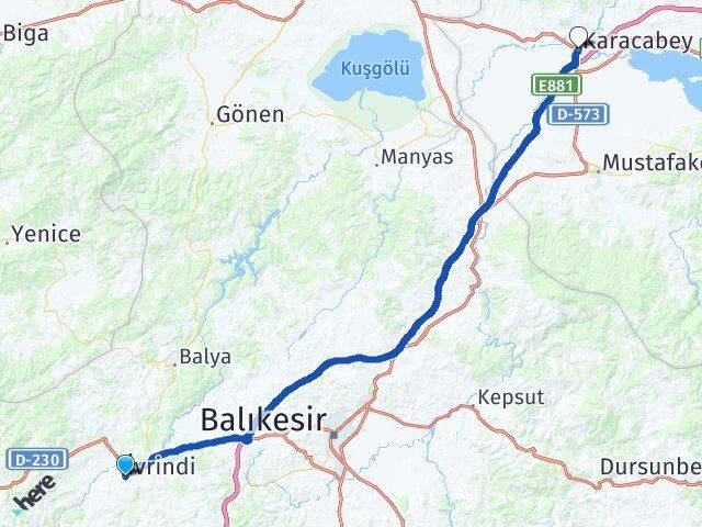 Balıkesir İvrindi Karacabey Bursa Arası Kaç Km - Yol Haritası