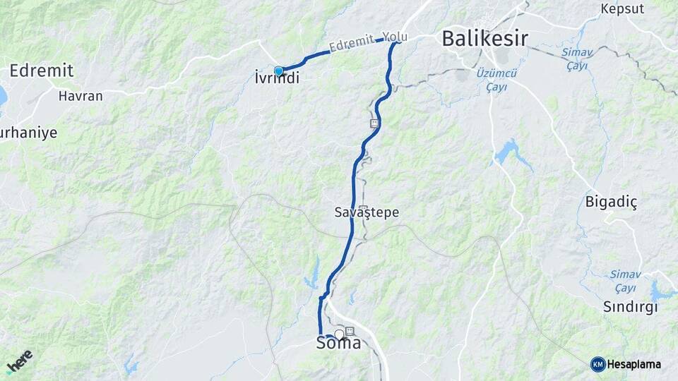 Balıkesir İvrindi Soma Manisa Arası Kaç Km - Yol Haritası