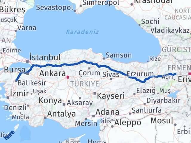 Balıkesir Kağızman Kars Arası Kaç Km - Yol Haritası