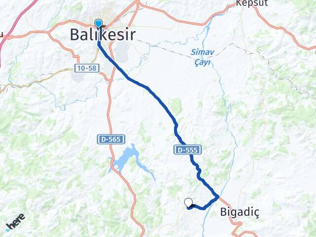 Balıkesir Karesi Babaköy Bigadiç Arası Kaç Km - Yol Haritası