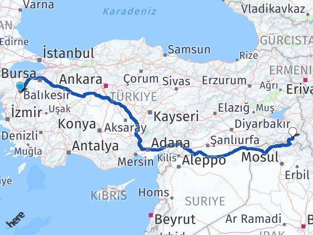 Balıkesir Karesi Hakkari Arası Kaç Km - Yol Haritası