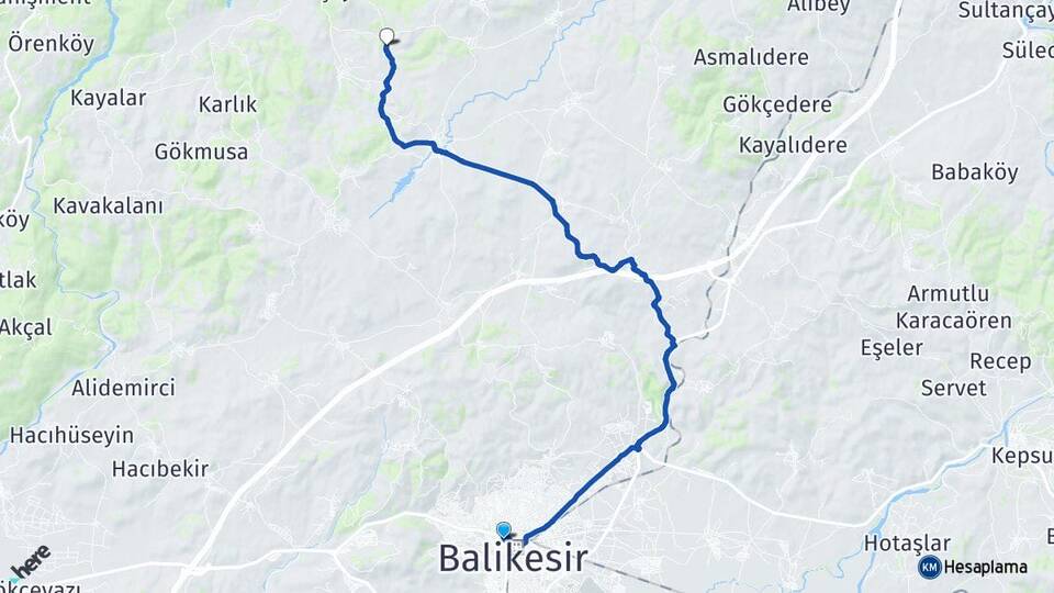 Balıkesir Karesi Kurtdere Karesi Arası Kaç Km - Yol Haritası