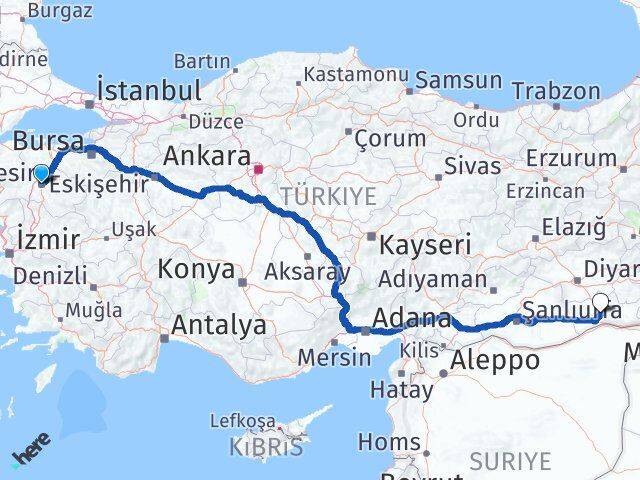 Balıkesir Karesi Mardin Arası Kaç Km - Yol Haritası