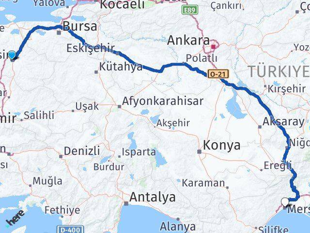 Balıkesir Karesi Mersin Arası Kaç Km - Yol Haritası