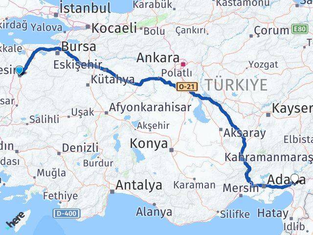 Balıkesir Karesi Osmaniye Arası Kaç Km - Yol Haritası