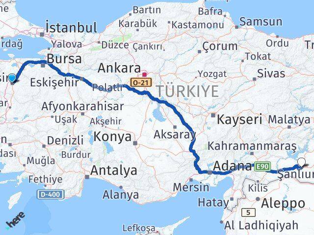 Balıkesir Karesi Şanlıurfa Arası Kaç Km - Yol Haritası