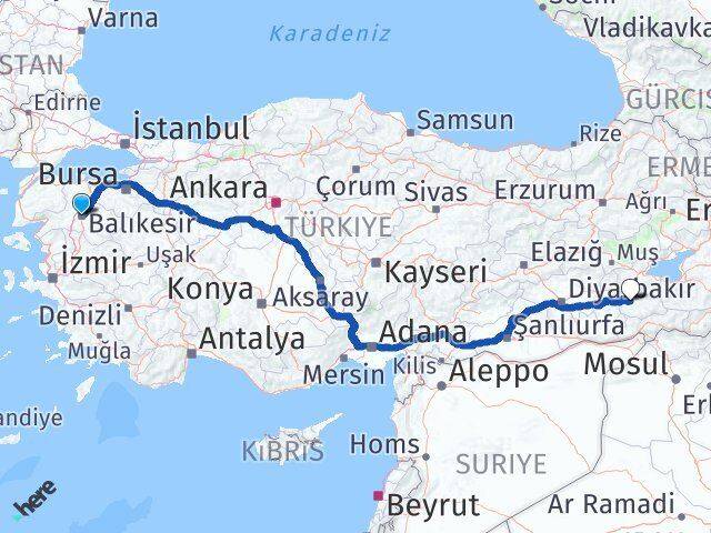 Balıkesir Karesi Siirt Arası Kaç Km - Yol Haritası