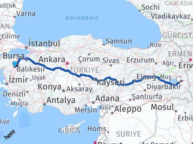 Balıkesir Karesi Van Arası Kaç Km - Yol Haritası