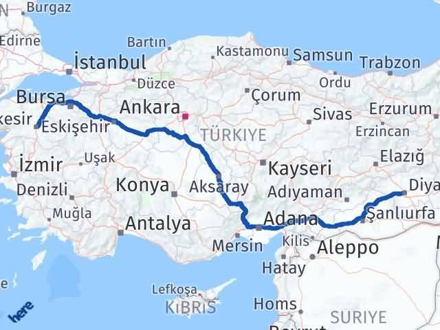 Balıkesir Kayapınar Diyarbakır Arası Kaç Km - Yol Haritası