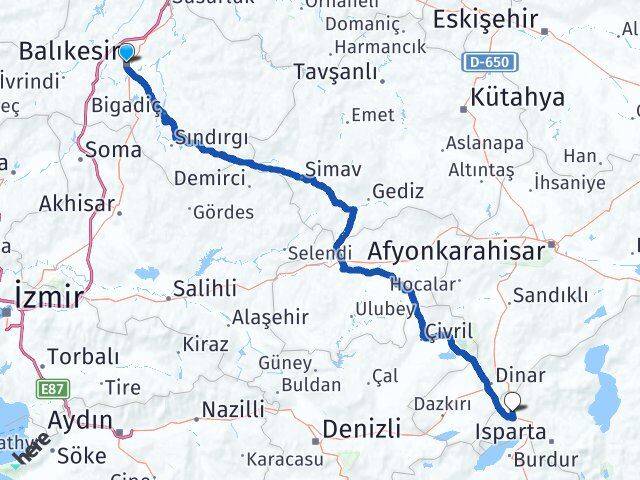 Balıkesir Keçiborlu Isparta Arası Kaç Km - Yol Haritası
