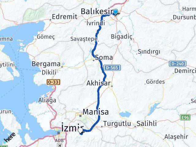 Balıkesir Kemalpaşa İzmir Arası Kaç Km - Yol Haritası