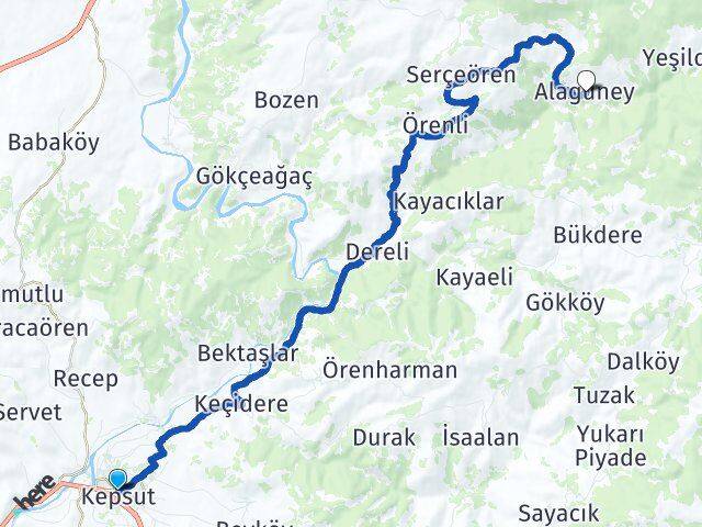 Balıkesir Kepsut Alagüney Kepsut Arası Kaç Km - Yol Haritası