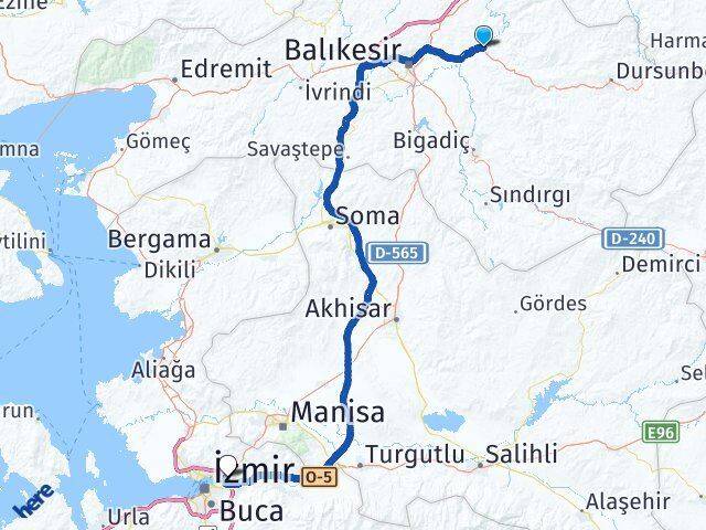 Balıkesir Kepsut Bornova İzmir Arası Kaç Km - Yol Haritası