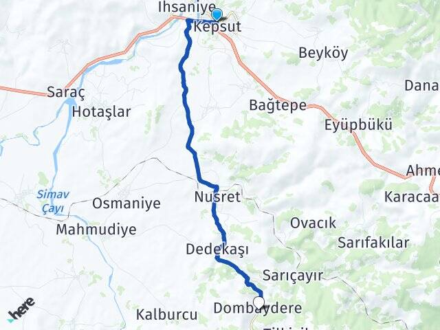 Balıkesir Kepsut Dombaydere Kepsut Arası Kaç Km - Yol Haritası