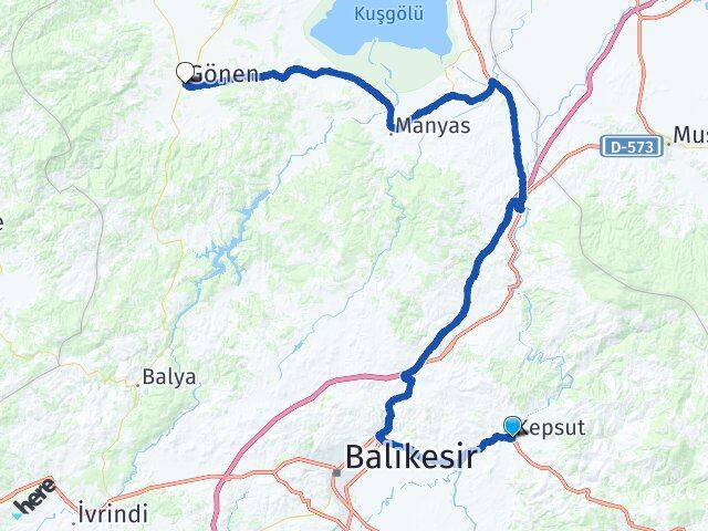 Balıkesir Kepsut Gönen Arası Kaç Km - Yol Haritası
