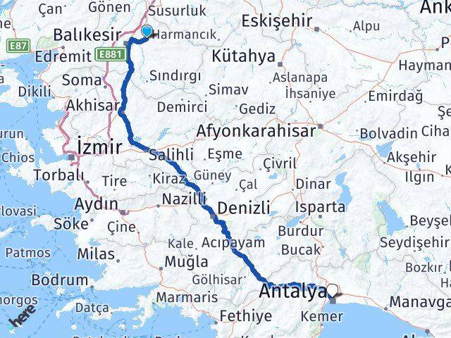 Balıkesir Kepsut Muratpaşa Antalya Arası Kaç Saat? Yol Haritası, Yakıt, Rota ve Mesafe Hesaplama Balıkesir Kepsut Muratpaşa Antalya Arası Kaç Km? Kaç Saat? Yol Haritası