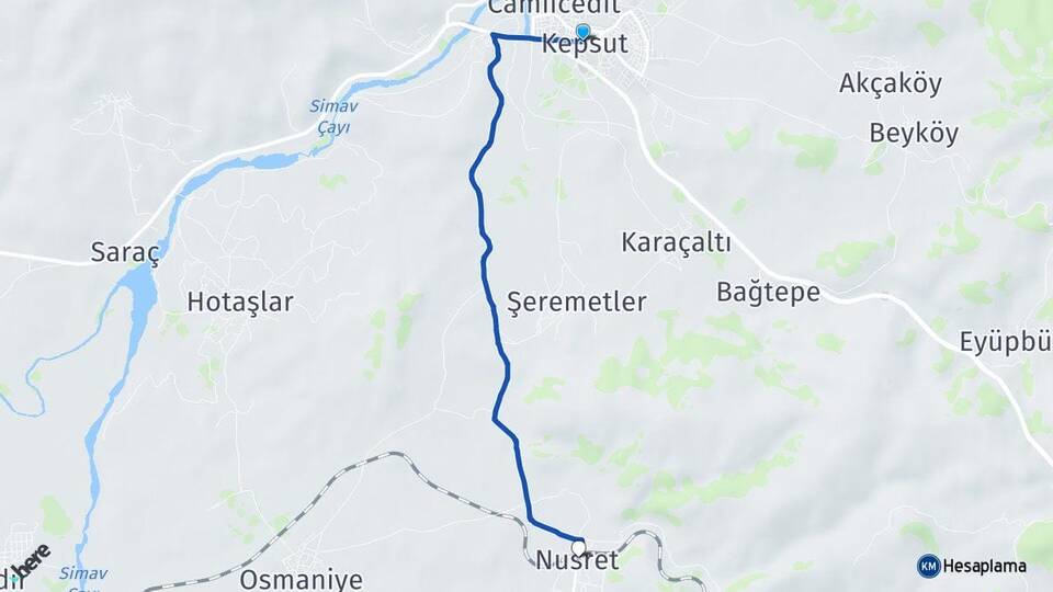 Balıkesir Kepsut Nusret Kepsut Arası Kaç Km - Yol Haritası