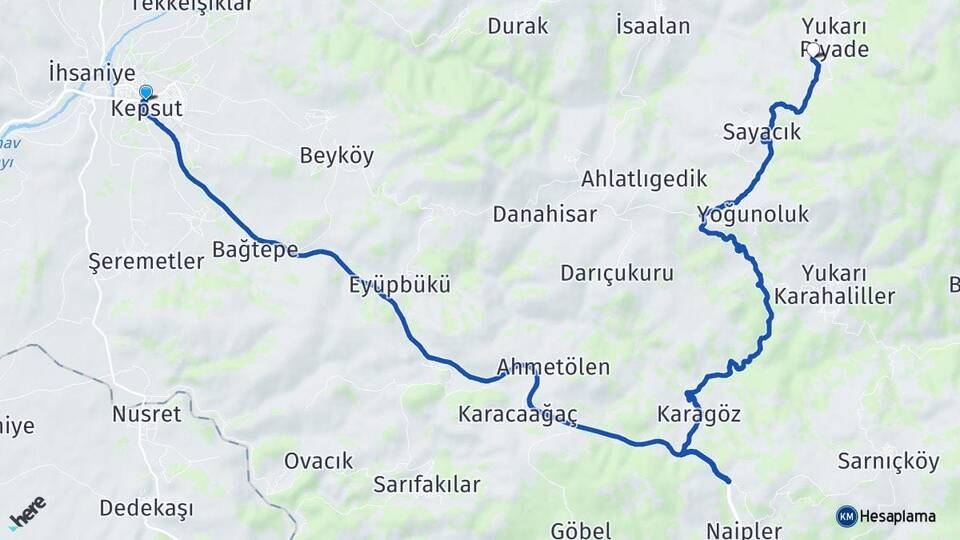 Balıkesir Kepsut Piyade Kepsut Arası Kaç Km - Yol Haritası